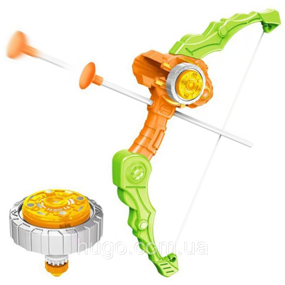 Іграшковий лук запускалка зі стрілою-присоскою та юлою, GYRO SERIES 134-78A / Дитячий бластер для активних ігор, фото 1