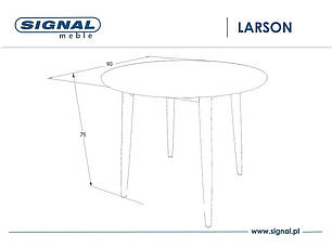 Стіл LARSON білий/дуб білений д.90, фото 2