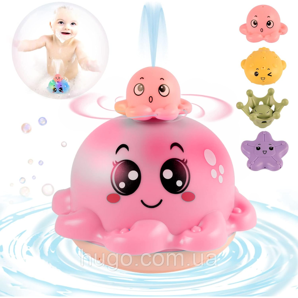 Игрушка фонтан для ванны плавающая на батарейках, Осьминог 7022 ...