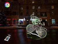 3D ночник "Велосипед 3" (УВЕЛИЧЕННОЕ ИЗОБРАЖЕНИЕ) + пульт ДУ + сетевой адаптер батарейки (3ААА) 3DTOYSLAMP