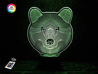 3D ночник "Медведь" (УВЕЛИЧЕННОЕ ИЗОБРАЖЕНИЕ) + пульт ДУ + сетевой адаптер + батарейки (3ААА) 3DTOYSLAMP