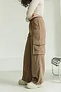 Вельветові штани жіночі з кишенями з боків коричневі прямі на гумці з середньою посадкою демісезонні, фото 4