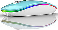 Беспроводная бесшумная мышь Uiosmuph M16 со светодиодной подсветкой, тонкая перезаряжаемая, 2,4G и USB