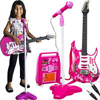 Детская Гитара + микрофон + усилитель Kruzzel 22407 Розовая