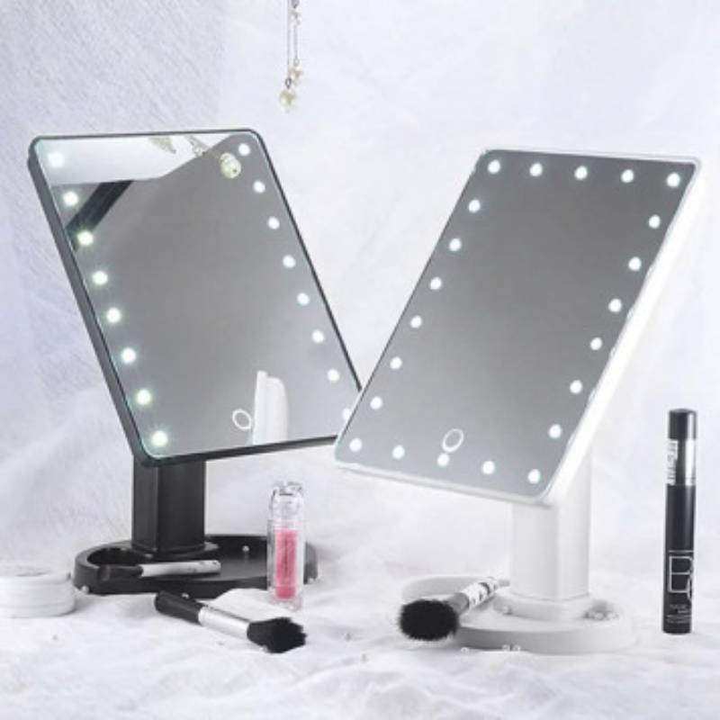 Дзеркало для макіяжу з LED-підсвіткою, Косметичне дзеркало біле з підсвіткою