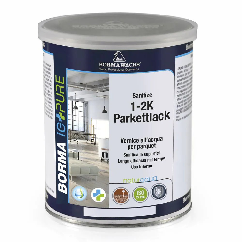 Лак для підлоги на водній основі Borma Wachs IG PURE NATURAQUA 1-2K PARKETTLACK, 5 л, фото 1