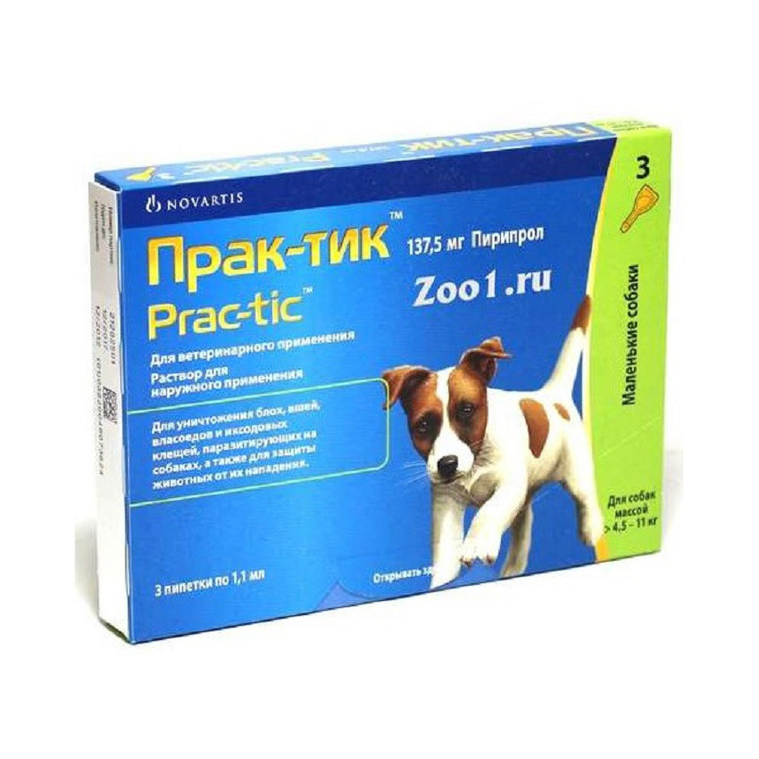 Краплі від бліх і кліщів Прак-тик для собак 4,5-11 кг No1*1,1 мл Novartis