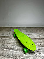 Скейт Пенни Борд со светящимися колёсами. Penny Board Maraton с декой 55 см. Зелёный