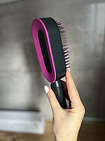 Профессиональная массажная 3D щетка для распутывания волос самоочищающаяся (черная с фиолетовый)