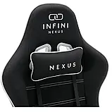 Комп'ютерне крісло геймерське з тканини ЧОРНО-БІЛЕ Infini NEXUS + ЛЕЖАЧЕ ПОЛОЖЕННЯ, фото 9