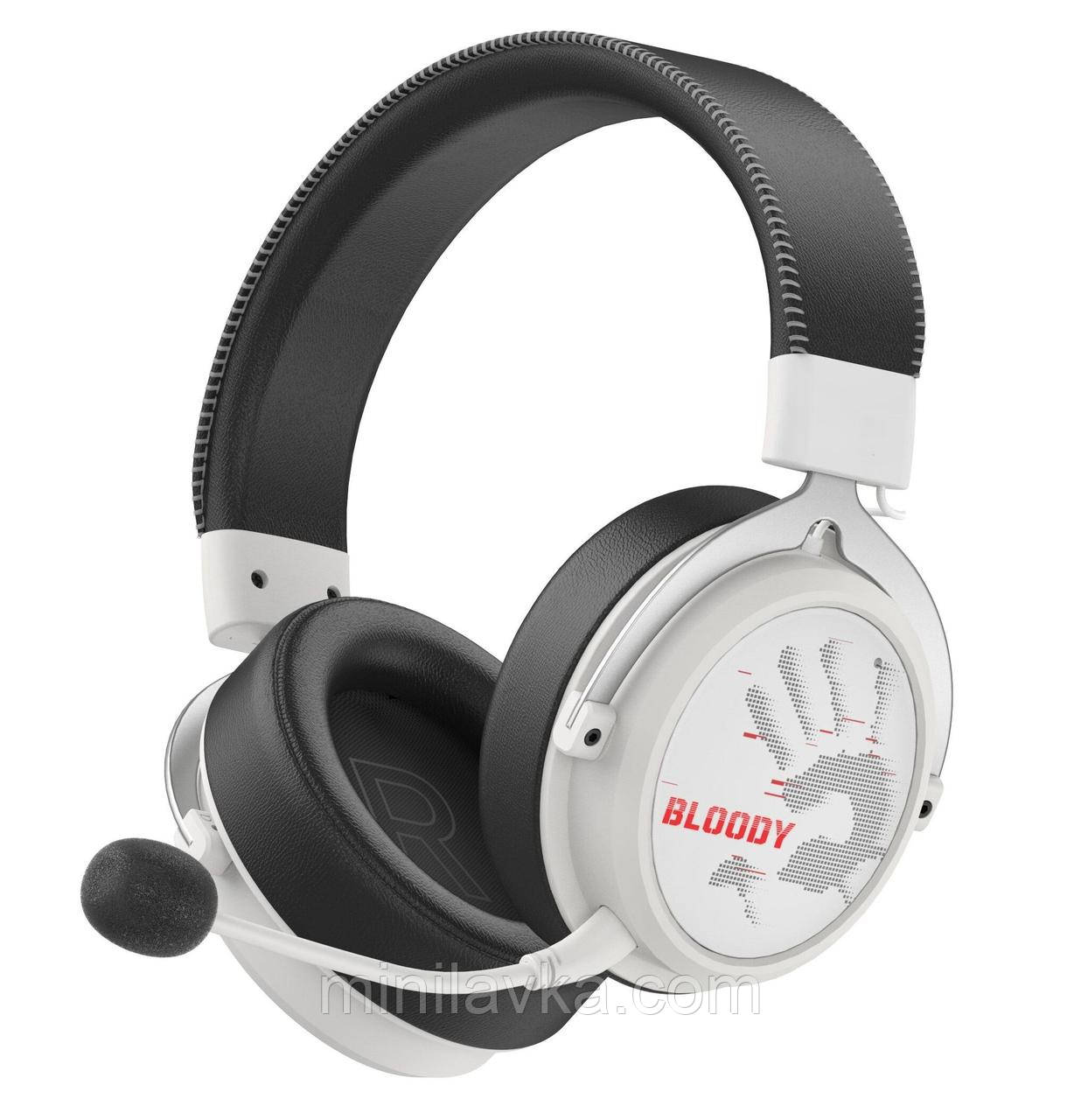 Ігрові навушники з мікрофоном, Bluetooth+2.4GHz+3.5 jack Bloody MR590 (Sport White) — MiniLavka
