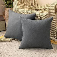 Чохли для декоративних подушок MIULEE 50x50см 2 шт Dark Grey (B085L6J9HQ) 3193