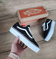 Кеды черно белые Vans Old Skool Platform на высокой подошве оригинал женские мужские унисекс замша текстиль 40