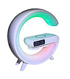 Настільна лампа-нічник Led Wireless Charging Speaker Google G11 (8527) 15W бездротова з колонкою, радіо, будильником та, фото 2