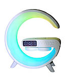Настільна лампа-нічник Led Wireless Charging Speaker Google G11 (8527) 15W бездротова з колонкою, радіо, будильником та, фото 4