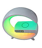 Настільна лампа-нічник Led Wireless Charging Speaker Google G11 (8527) 15W бездротова з колонкою, радіо, будильником та, фото 5