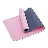 Килимок (мат) спортивний SportVida TPE 183 x 61 x 1 см для йоги та фітнесу SV-EZ0064 Pink/Blue, фото 8