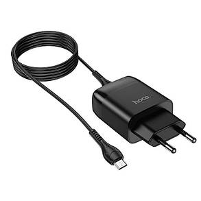 СЗУ блок Hoco C72Q QC3.0 (1USB/ 3A) + кабель Type-C чорний, фото 2