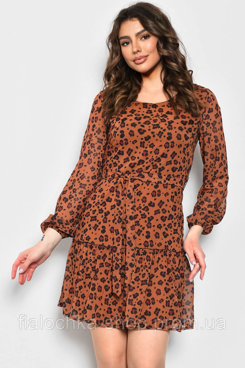 Сукня жіноча коричневого кольору з леопардовим принтом 171953L