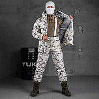 Зимний маскировочный костюм "ARCTIC" с флисовой подкладкой / Мужская форма Бушлат + Брюки с подтяжками белый