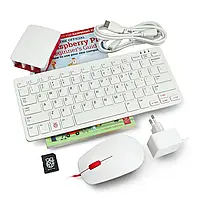 Официальный комплект Desktop Kit с корпусом, клавиатурой и мышью красного и белого цвета для Raspberry Pi 4B