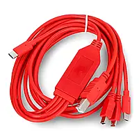 Многофункциональный кабель 4-в-1 - USB B, miniUSB, microUSB, USB Type C - 180 см - красный - SparkFun