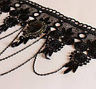 Чокер і браслет мереживної +сережки, намисто широке з кавошоном, комплект, фото 5