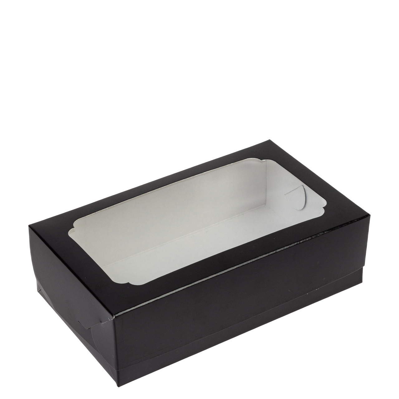 Коробка 200х120х60 для десертів з вікном, чорна, фото 1