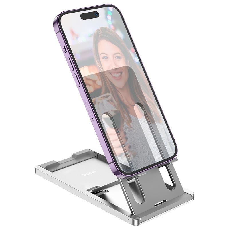 Тримач HOCO Freedom metal folding desktop stand HD5 |4.5-7"| срібний