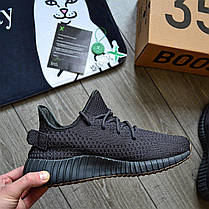 Чоловічі кросівки Adidas Yeezy Boost 350 V2 Cinder Кеди Адідас Ізі Буст 350 Чорні primeknit текстиль весна літо, фото 3