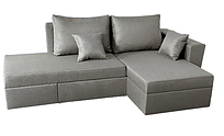 Кутовий диван зі спальним місцем поворотним механізмом єврокнижка без підлокітників Флекс сірий Мікс Мебель