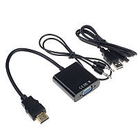 Конвертер переходник из HDMI в VGA, +ЗВУК+ПИТАНИЕ, адаптер