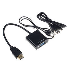 Конвертер перехідник з HDMI в VGA, +ЗВУК+СТРУМ, адаптер