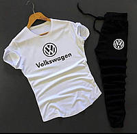 Футболка белая + черные штаны лого Volkswagen