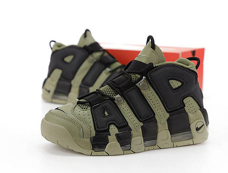 Чоловічі кросівки Nike Uptempo Khaki Високі кеди Найк Аптемпо Хакі шкіра текстиль демісезон, фото 1