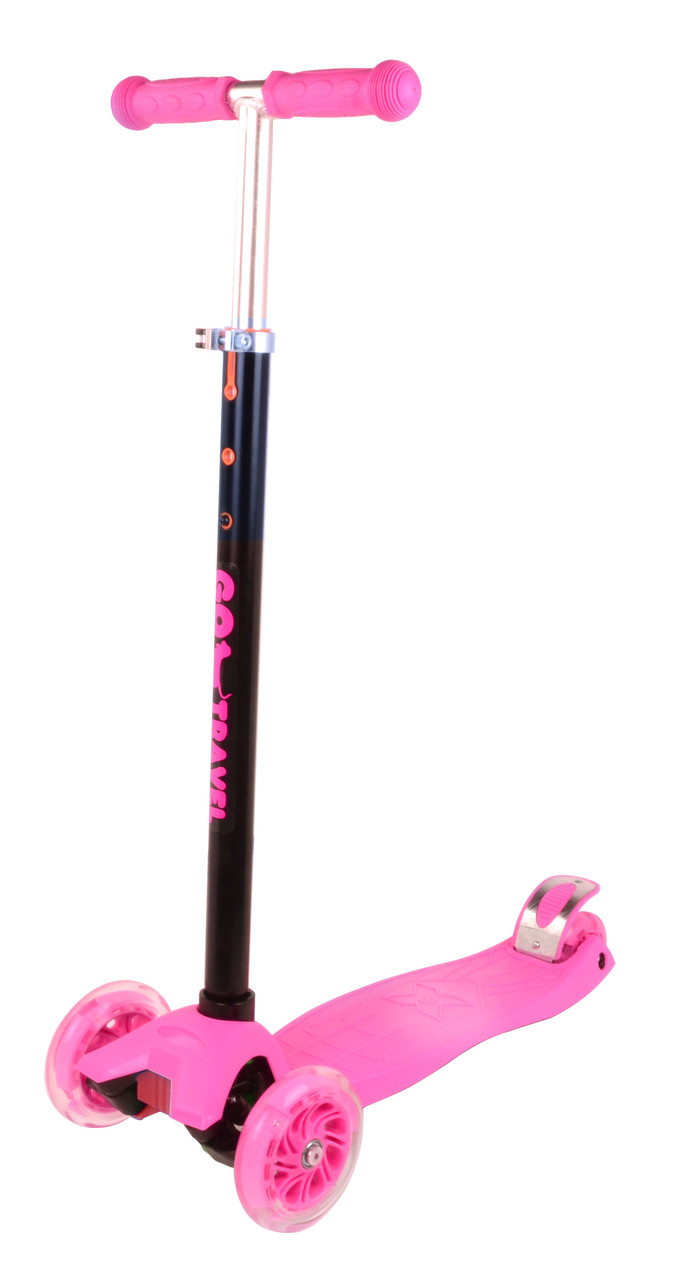 Уцінка Дитячий триколісний самокат (до 75 кг) LED GO Travel maxi SKPK306 рожевий, фото 1