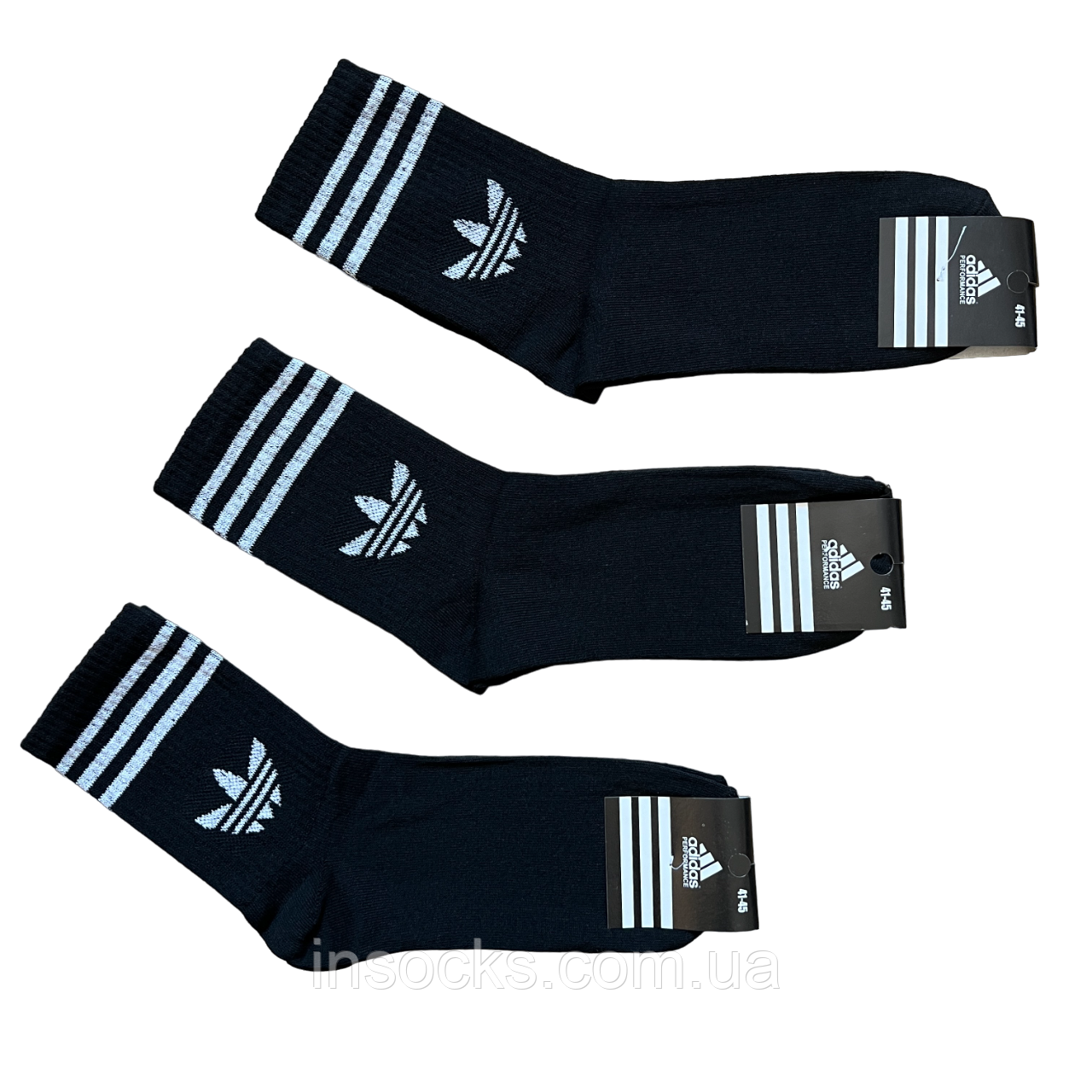 Шкарпетки чоловічі "Adidas". 41-45р. Чорні. Високі, теніс, демісезонні.