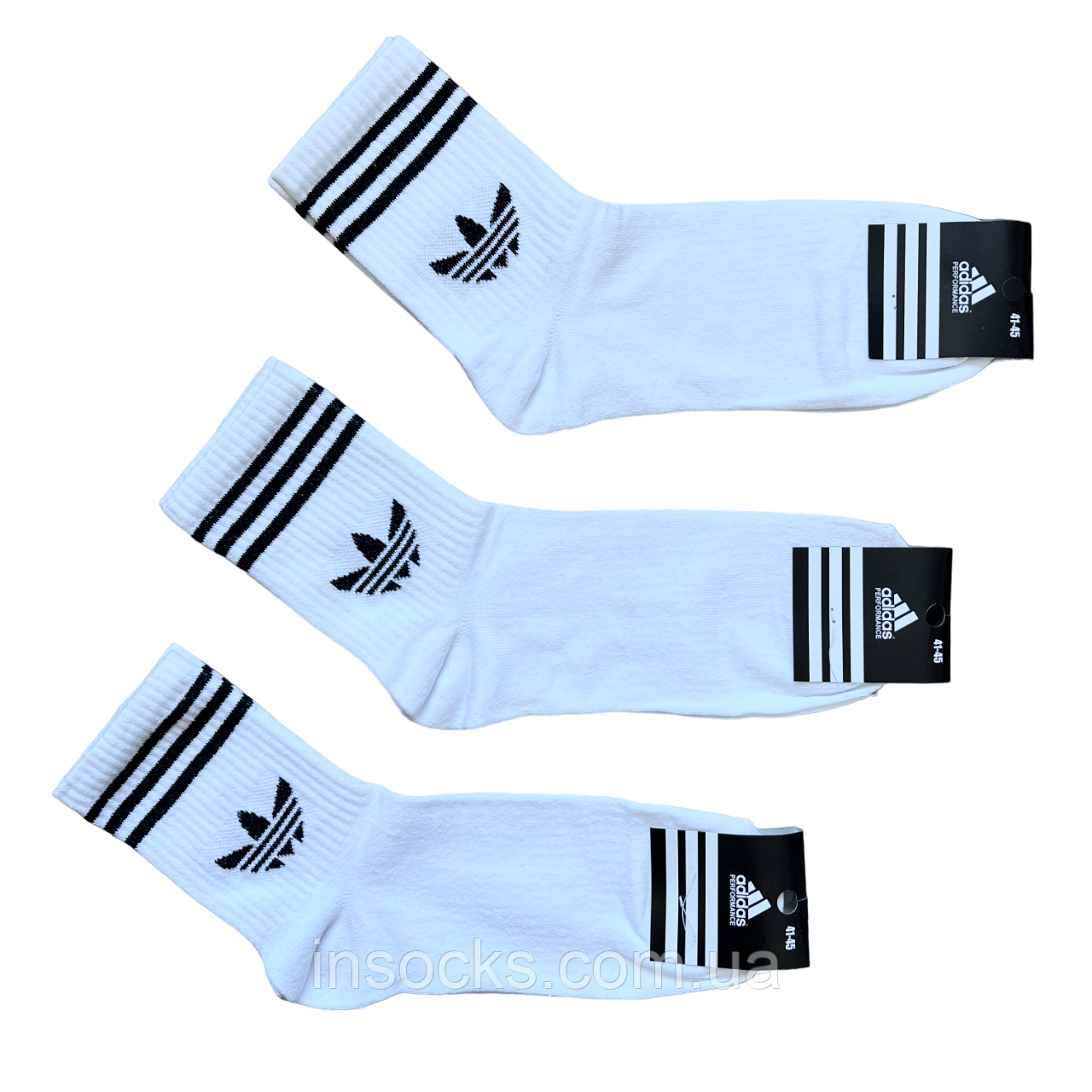 Шкарпетки чоловічі "Adidas". 41-45р. Білі. Високі, теніс, демісезонні.