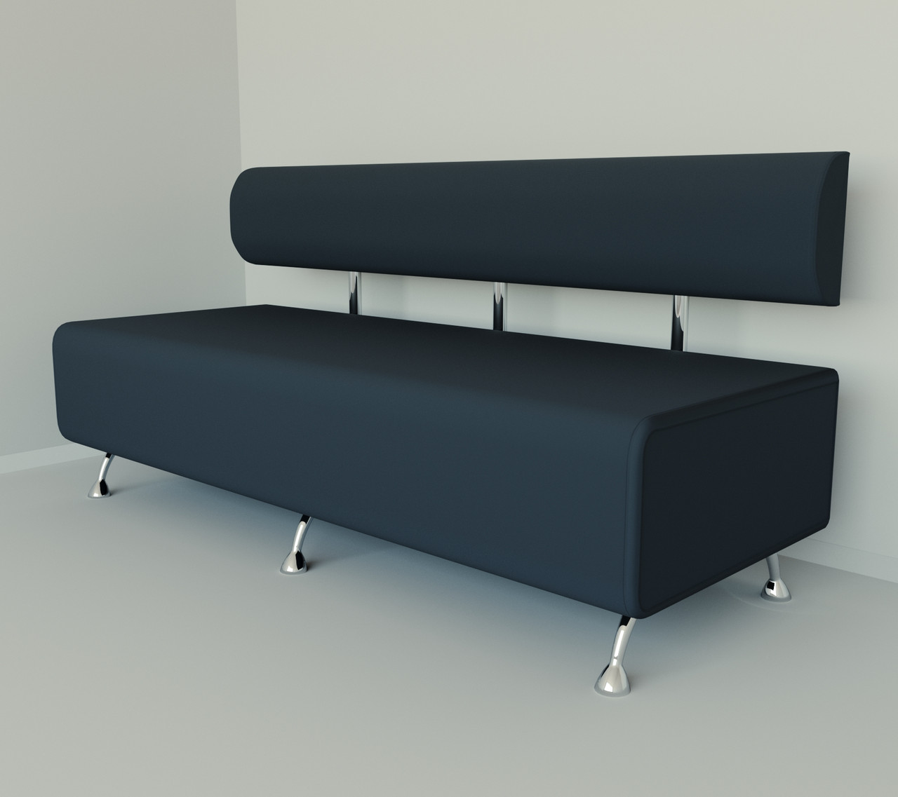 Диван офісний Tobi Sho Доран-42 без підлокітників 2000x540x750, шкірзам Антрацит 2243, фото 1