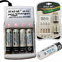 Зарядное устройство батарей JIABAO JB-212 + 4 аккумулятора AAA (1,2В, 600мАч) / Зарядка для аккумуляторов