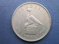 Монета 2 шиллинга/20 пенсов Родезия Британская 1964 переходная