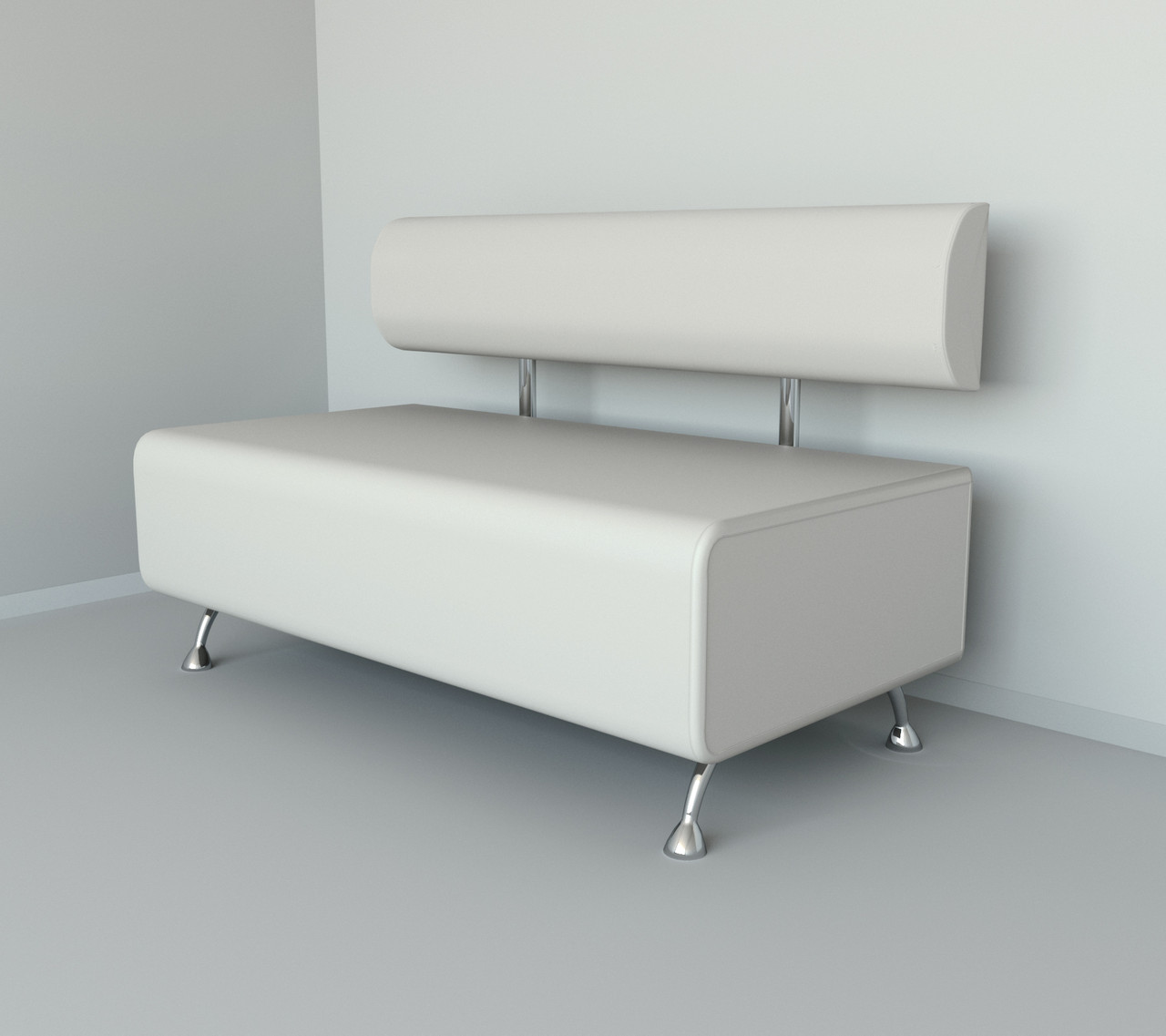 Диван офісний Tobi Sho Доран без підлокітників 1200x540x750, шкірзам Білий 2300