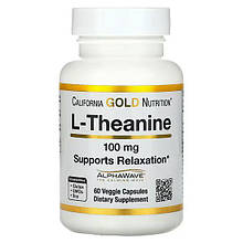 California Gold Nutrition L-теанін з AlphaWave 100 мг 60 рослинних капсул