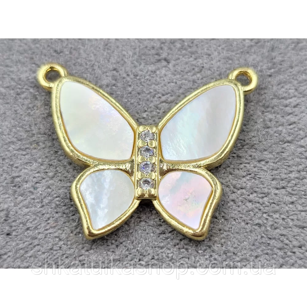 Конектор для біжутерії Метелик 23*18мм лимонне золото (гіпоалергенний сплав) К171, фото 1