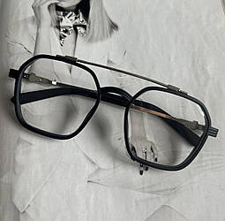 Іміджеві окуляри унісекс в чорній оправі зі сріблом  (1233)