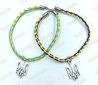 Патриотические браслеты плетеные 12 шт. эко-кожа с подвеской герб Украины