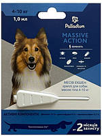 Капли на холку от блох и клещей Palladium Massive Action для собак весом 4-10 кг 1 мл