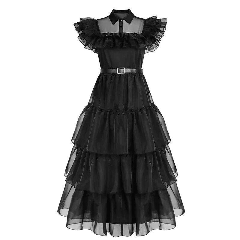 Сукня Венсдей чорна з ремінцем