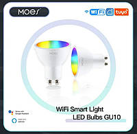 WiFi смарт LED лампа Moes 5W GU10 RGBW C+W Tuya, SmartLife