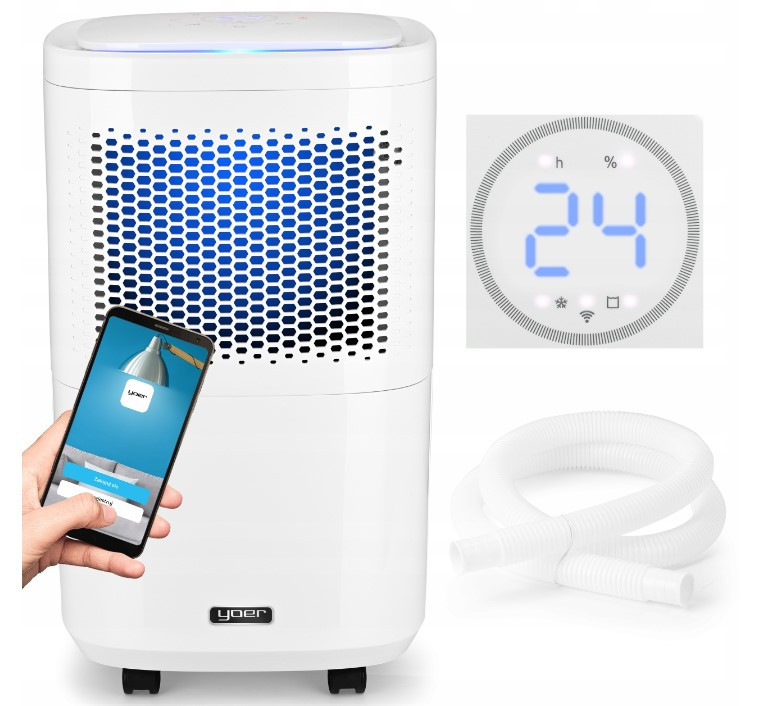 Осушувач повітря Yoer Dryo DE02W 210 Вт 12 л/24 год з функцією очищення й ароматизації повітря + 2 ефірні олії
